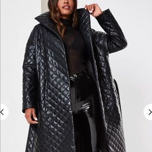 Misguided faux leather coat